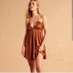 Abercrombie & Fitch Drama Ruched Mini Dress Size L